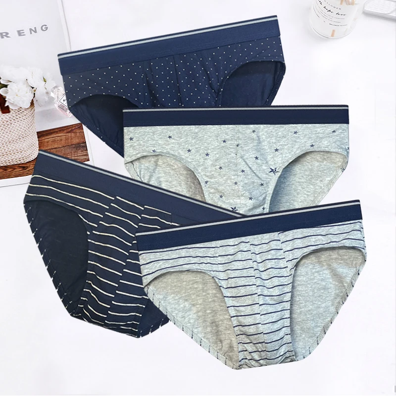 1Pcs/lot Briefs Men Underwear Sexy Lingerie Male Panties Cotton Underpants Breathable Cueca Striped Calcinha Wholesale Lots 5190