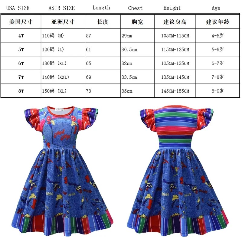 Bear House Girls Halloween Ghost Doll Nightmare Clothing Chucky Cosplay Costume Children Carnival Party Prin2025 PPT01..