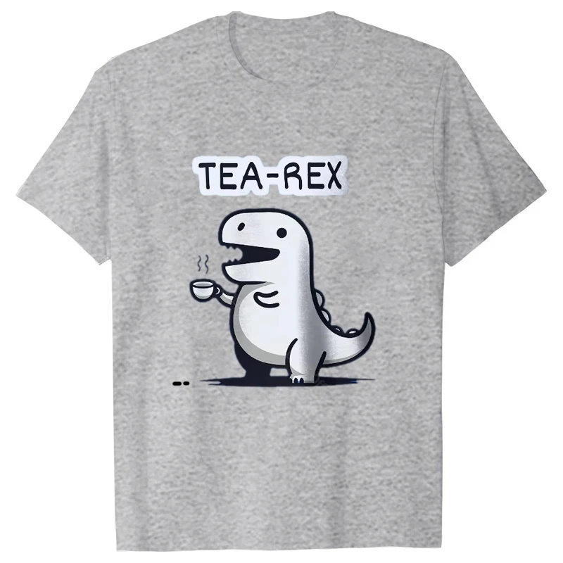 Men's Women's Tea-Rex Dinosaur Printed T-Shirt Soft & Breathable Round Neck Short Sleeve Tee Unisex Fun & Quirky Style