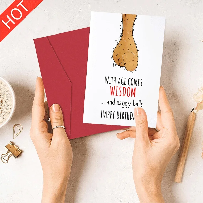 

Happy Birthday Card Funny Saggy Balls Humor Card With Age Comes Wisdom Greeting Card For Men Friend Dad Birthday Gift