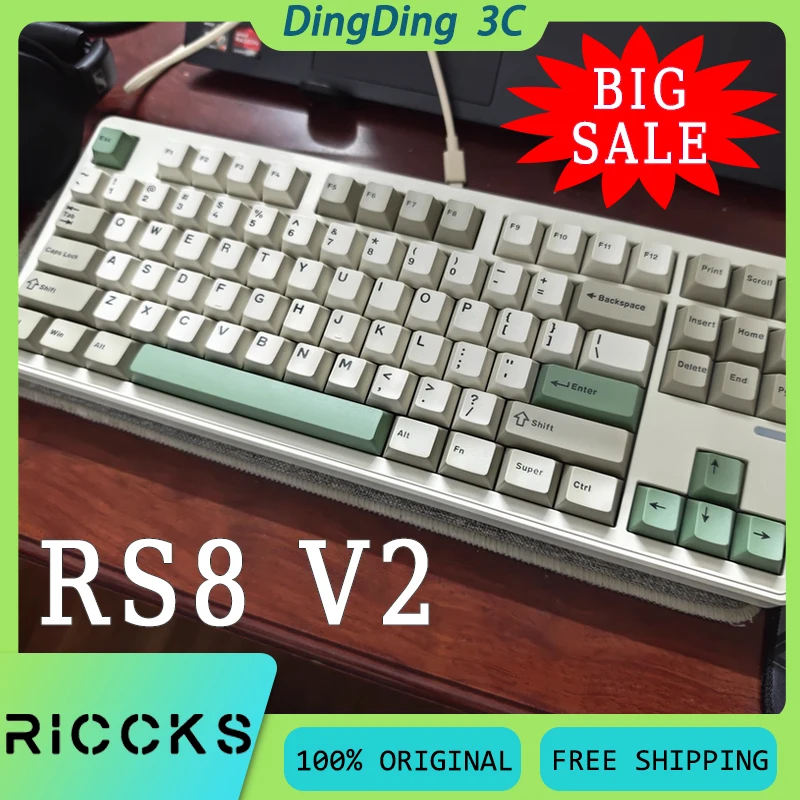 

Big Sale Riccks RS8 V2 9009 Muxue Switch Mechanical Keyboard 3Mode Hot Swap Gasket Low Noise Dual Drive Custom Gaming Keybaord