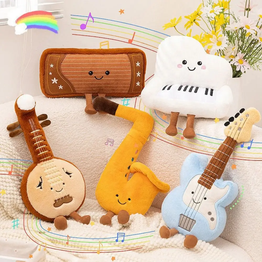 

Креативная + ПП хлопковая игрушка для музыкального инструмента, мягкая реалистичная подушка для фортепиано, бас-гитара, подарок