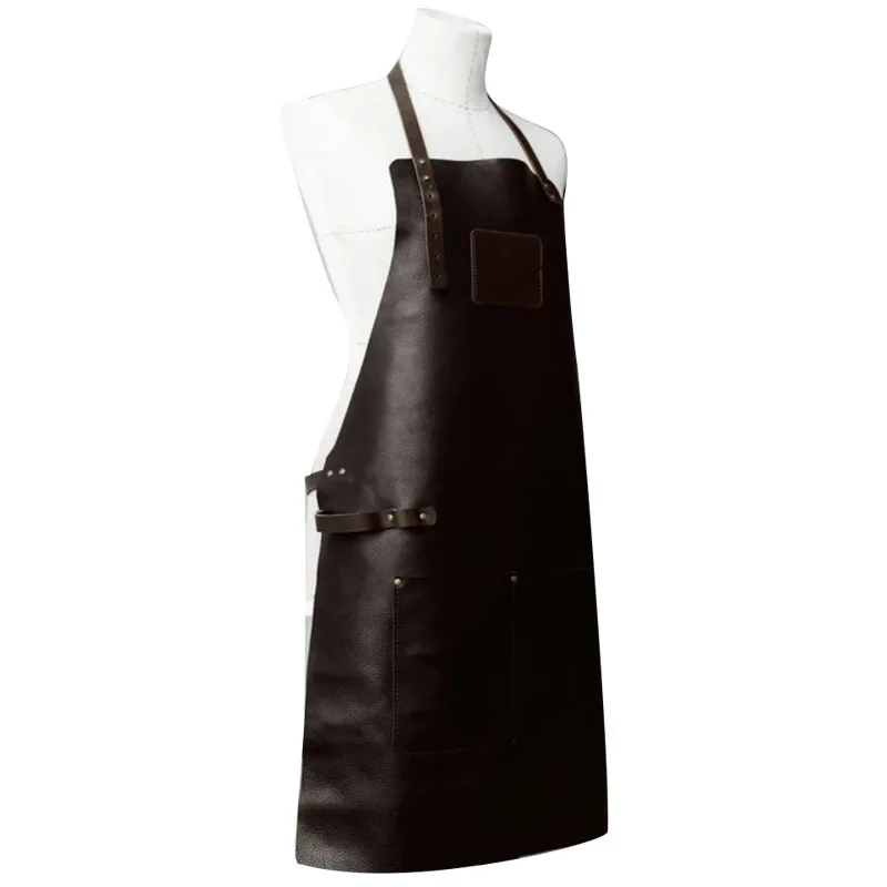 Durable Leatherette Work Apron For Home Chefs And Hairdressers Adjustable Design With  Pu Apron Men's work uniform 1
