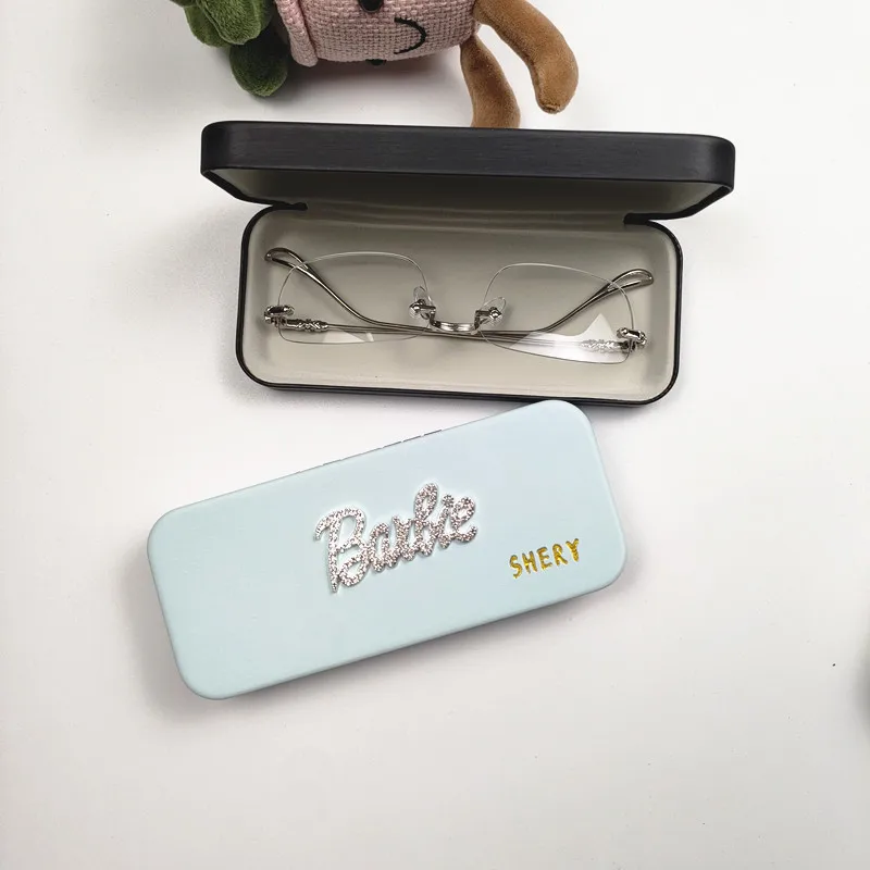 مطعمة حجر الراين الحب نمط المرأة المحمولة الصلب حافظة نظارات الصلب الجلود نظارات القراءة صندوق حامل مشهد