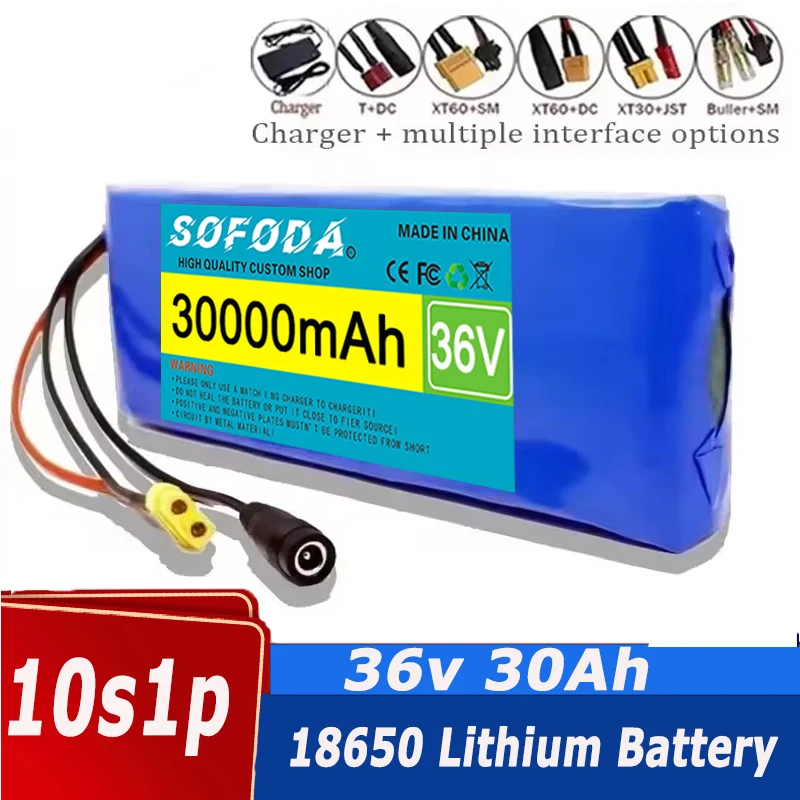 36V-Akku 100 % original. Neuer 36V 30000mAh 10S1P 18650 Lithium-Ionen-Akku 20A mit BMS für Roller und Fahrrad