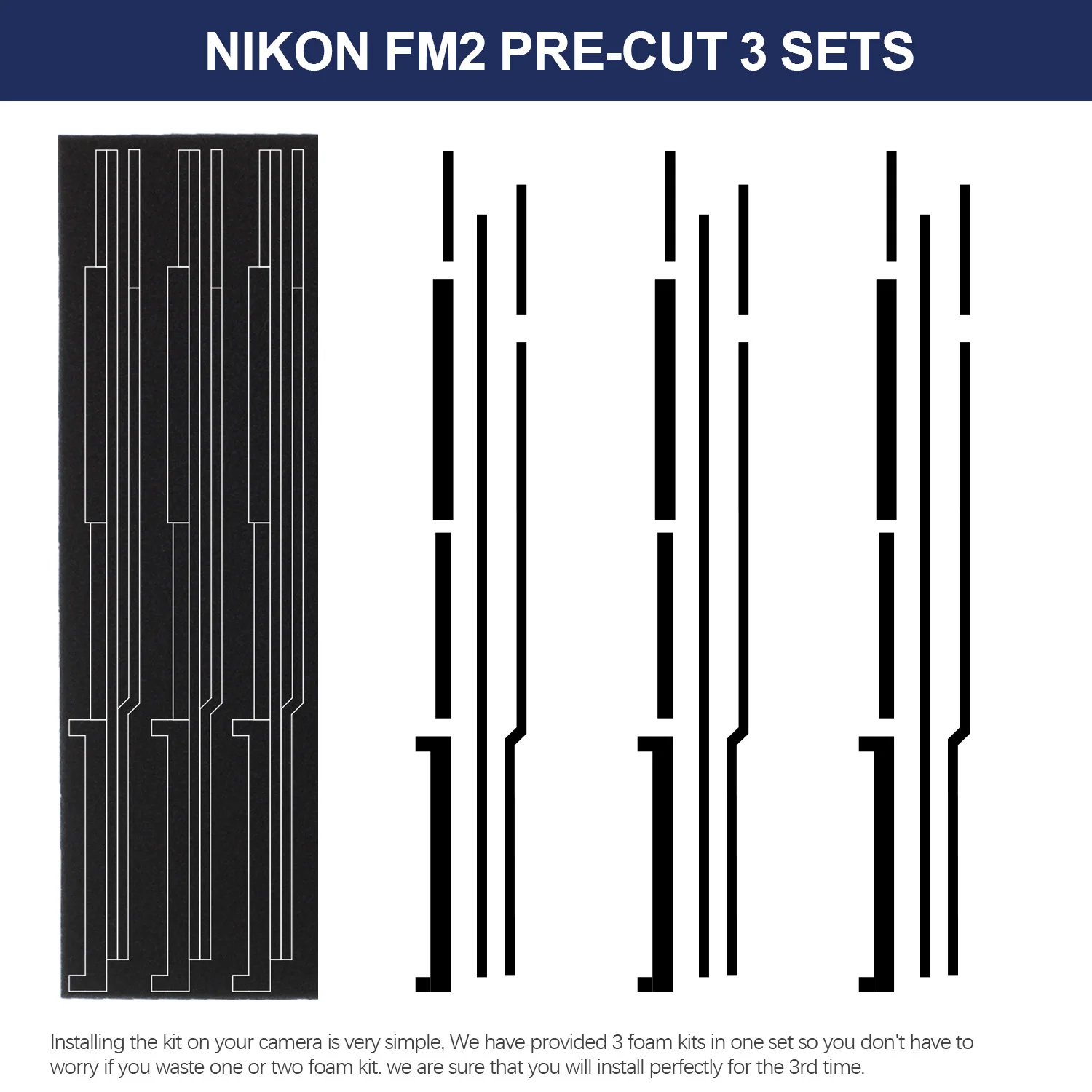 eTone Kit de réparation personnalisé pour éponge en mousse auto-adhésive étanche à la lumière pour Nikon FE FM FE2 FM2 FM2N FM2T