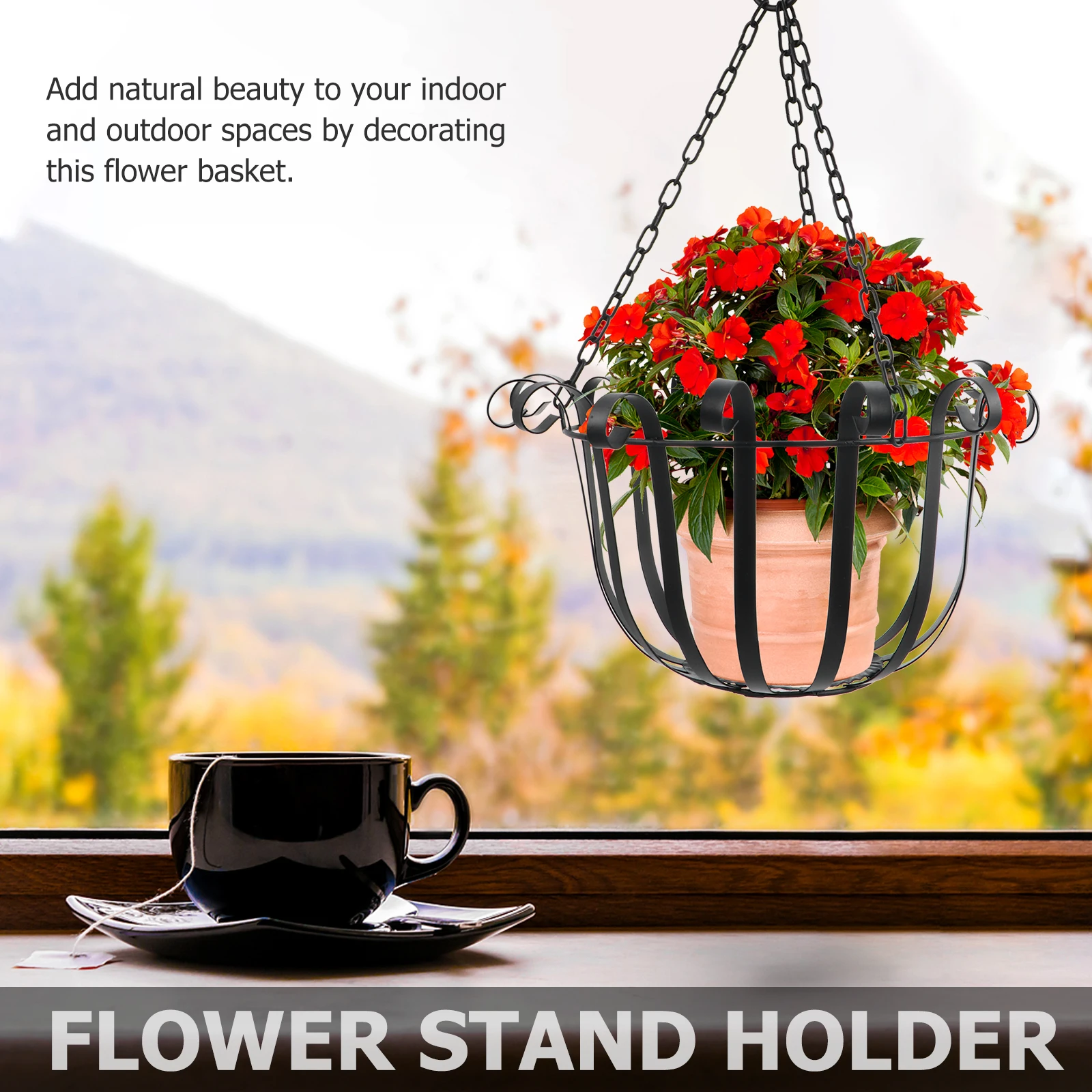 

Hanging Flower Basket Iron Wall Ornament Unique Hollow Design Easy Install High Load Bearing Indoor Outdoor Decor Gift
