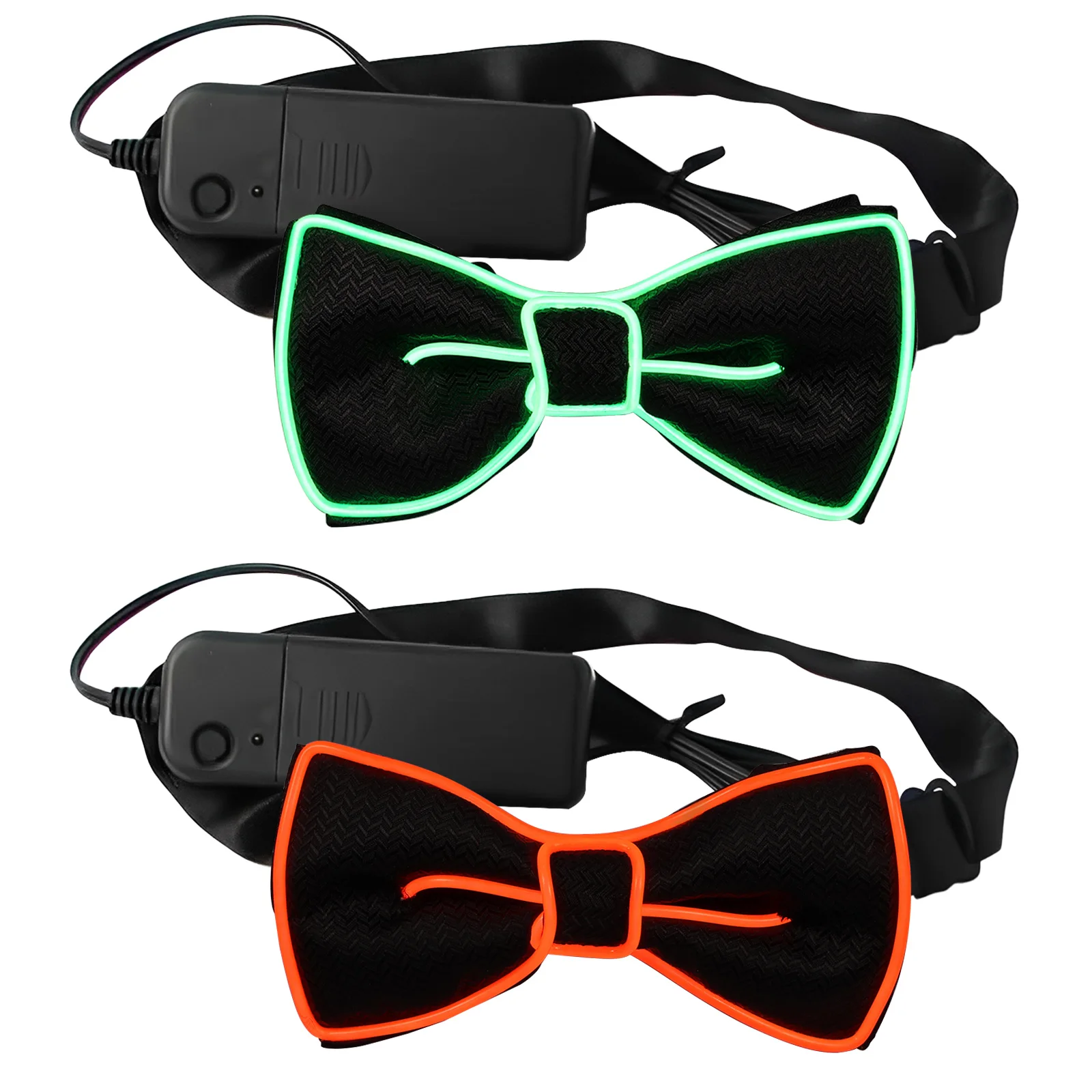 2 ชิ้นแฟชั่น Light Up Bow Tie Creative Glowing Bow Tie อเนกประสงค์นีออนอุปกรณ์เสริมสําหรับผู้ชายผู้หญิง Party Prom Show วันหยุด