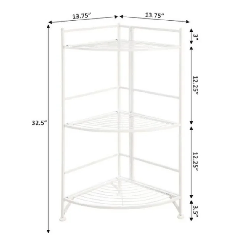 3 Tier Corner Shelf, Metal Frame Display Rack, Round Corner Shelf Unit Rack, Small Corner Stand for Bathroom, Living Room, Home