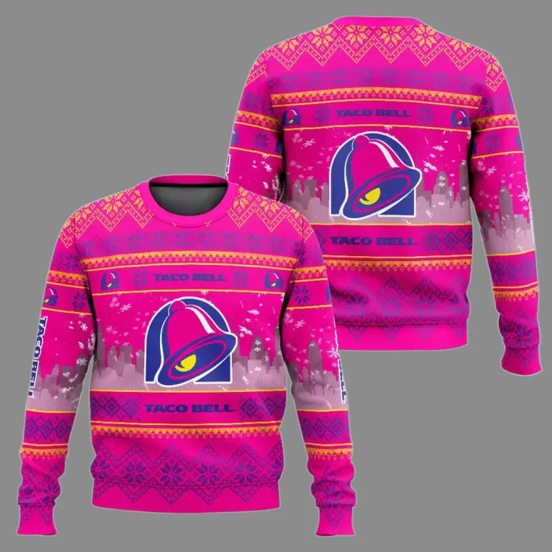 تاكو بيل سترة قبيحة مضحك عطلة حفلة البلوز الدافئة دافئ حجم كبير عيد الميلاد البلوز للرجال النساء أفكار هدية الكريسماس الأرجواني #2