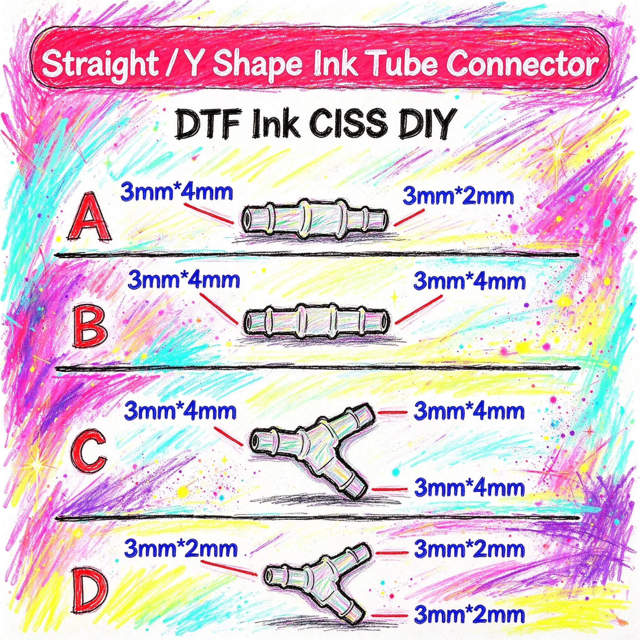 15pcs Eco Solvent Straight Y Shape Ink Tube Connector Fittings for Inkjet Flatbed Printer DTF Ink CISS DIY