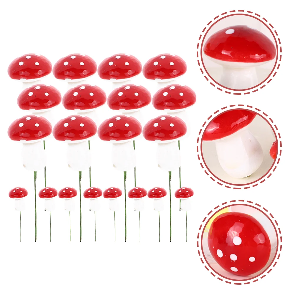 20 Pcs Mushroom Cake Toppers Cupcake Party Decorations Birthday Small