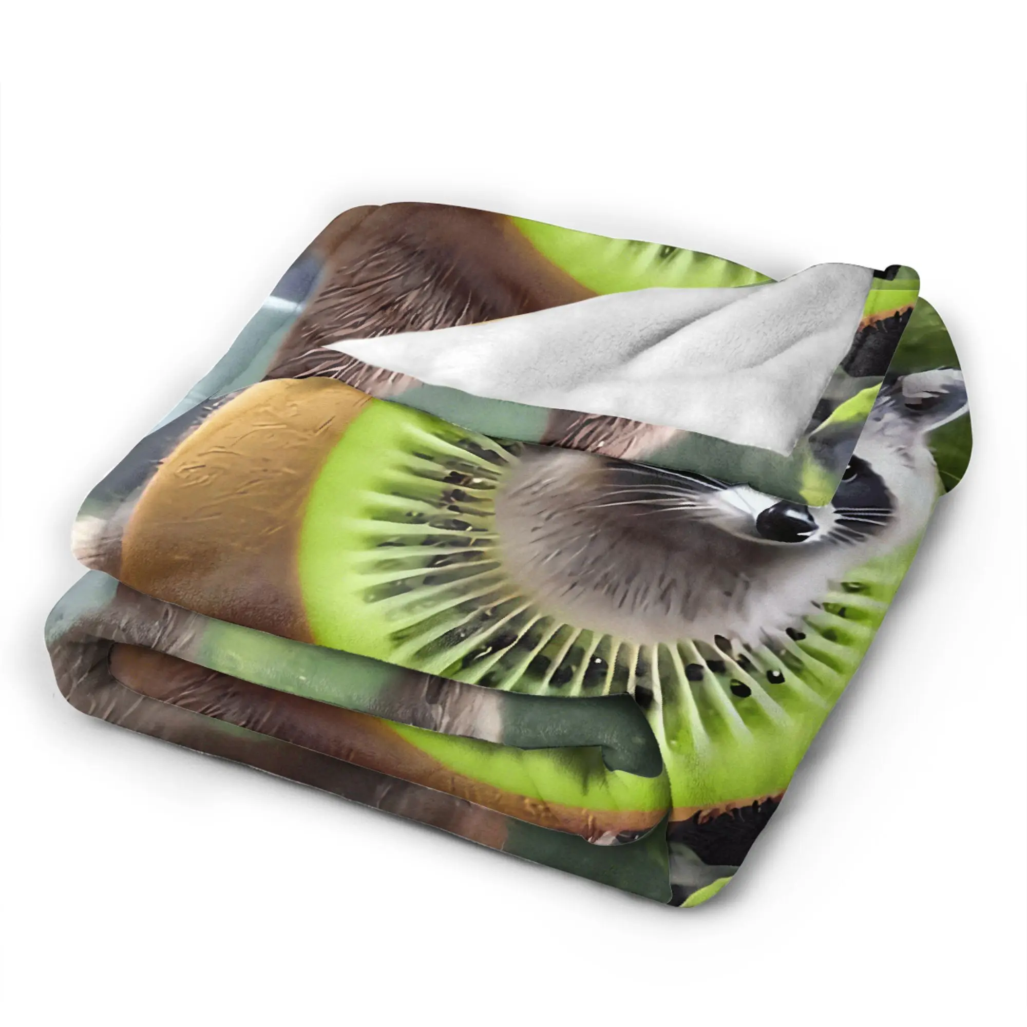 Italian Brainrot Internet Meme Pipi Kiwi Raccoon AI Generate Blankets Soft Bedding Throws Winter Bedroom Aesthetic Bedspread