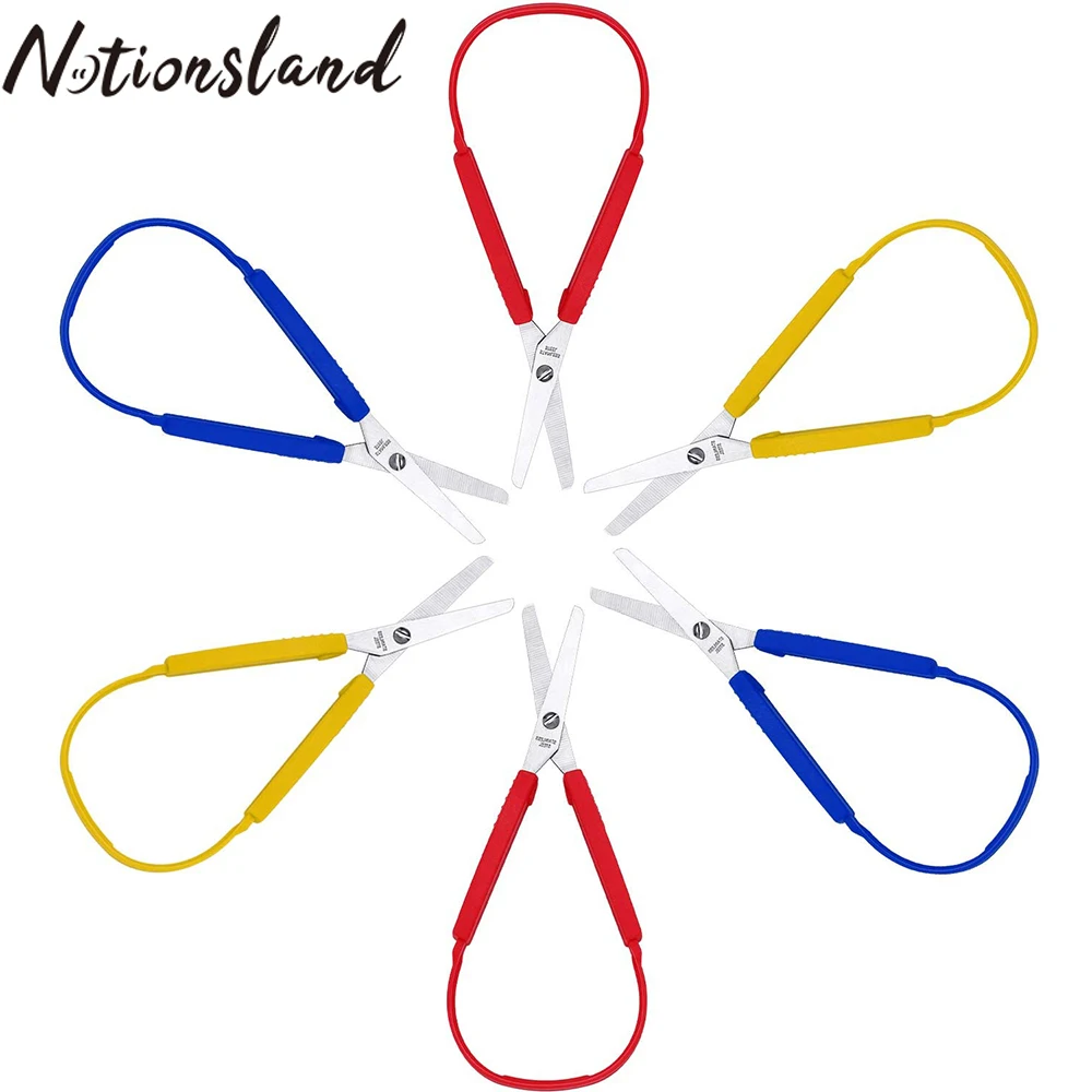 8inch Loop Handle Self-Opening Scissors Colorful Grip Scissors Loop Scissors Easy-Open Squeeze Handles for Adults Special Needs