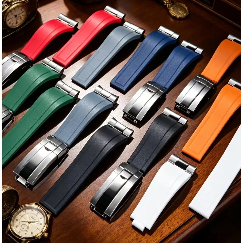 20mm 21mm Soft Rubber Strap for Tudor 39mm 1958 BB58 Black Bay Panda Pro Black Shield High Quality Steel End Linker Bracelet