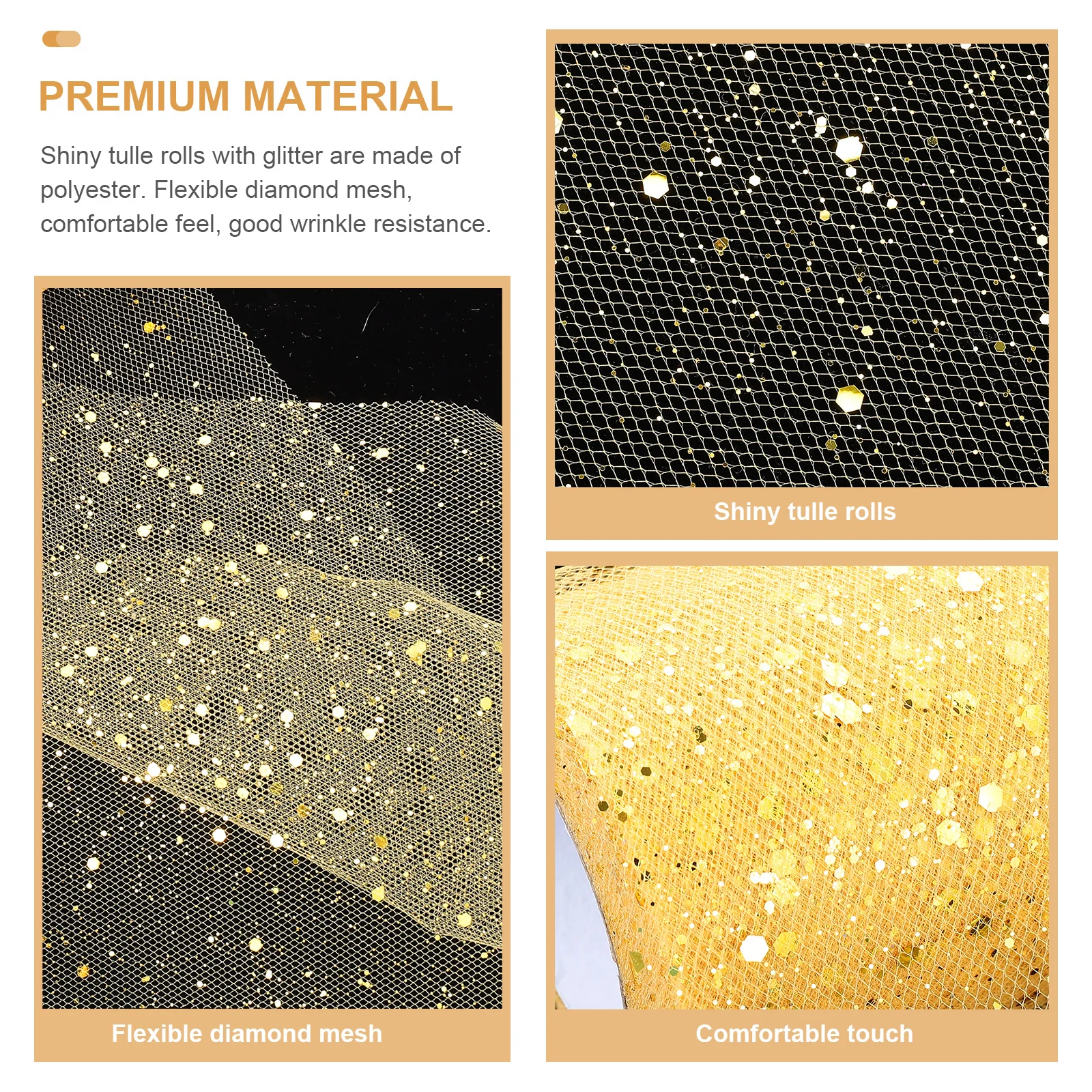 

Shiny Mesh Roll Sequin Tulle Fabric Golden Tulle for Floral Arrangements Gift Wrapping and Photo Props Shiny Gauze Roll