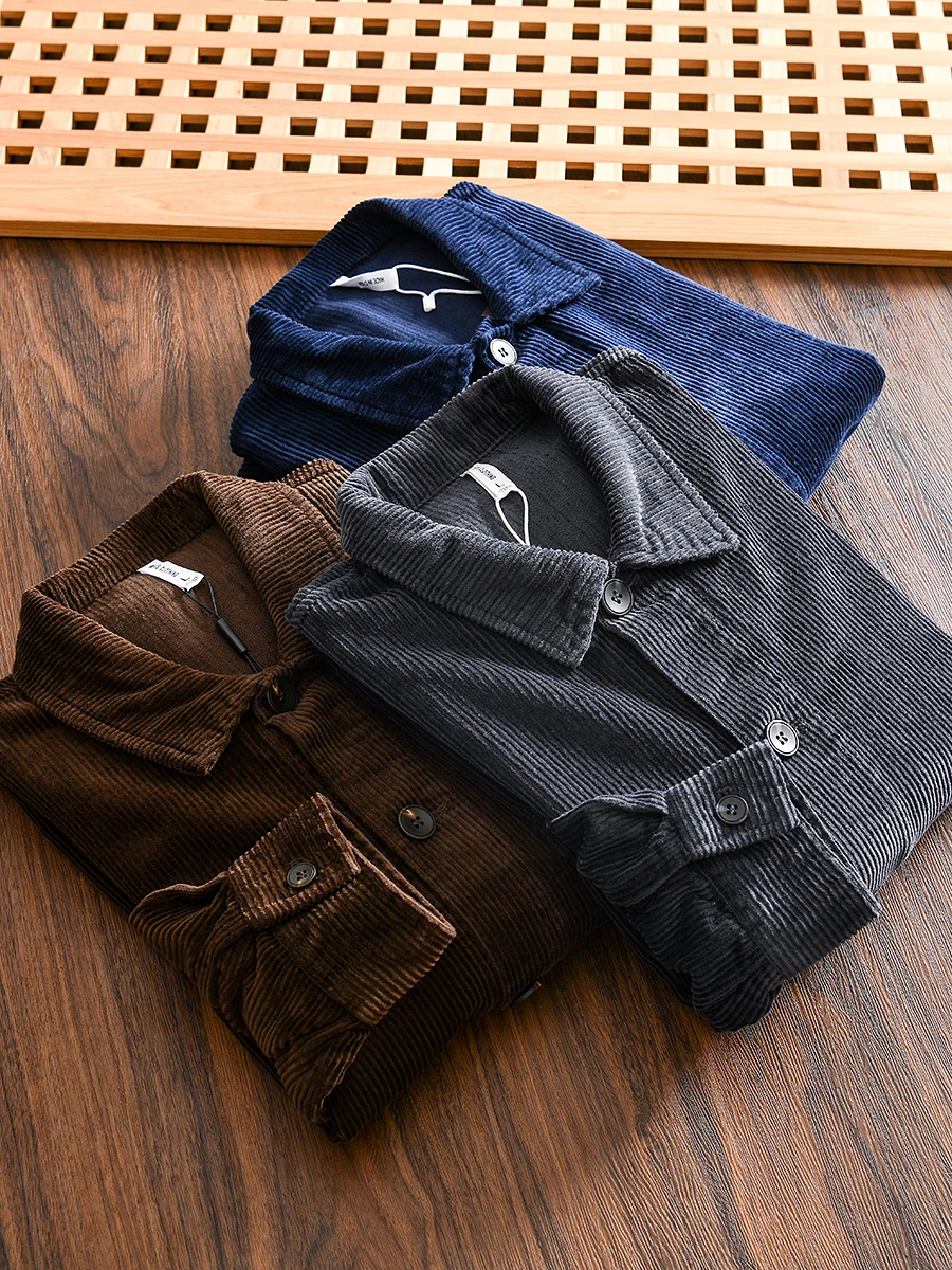 

Cotton Flannel Casual Shirt Men's Autumn Fashion Urban Loose Fit Long Sleeve Button down Classic Style Tailored Coat Jacket