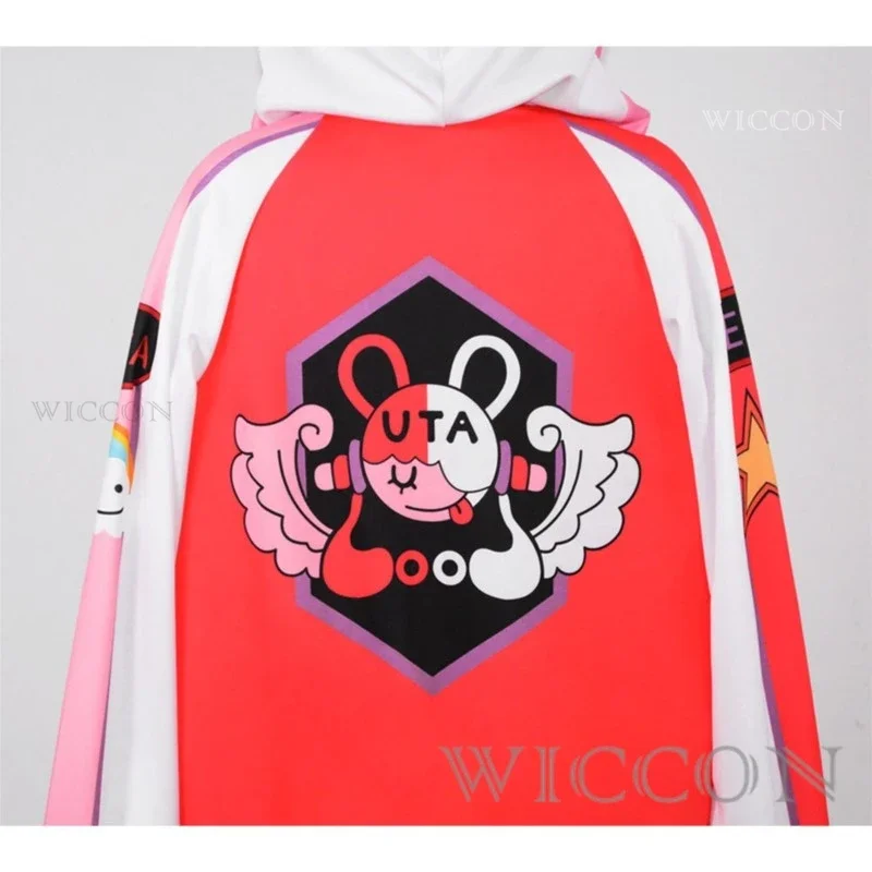 Костюм для косплея аниме One Peace, костюм из мультфильма «Ута» для косплея, для детей и взрослых, красное Женское пальто, наушники, Карнавальная елка, Рождественский полный комплект