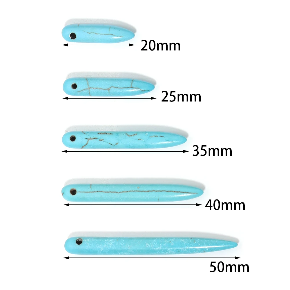 30pcs/lot Natural Stone Pendant White Blue Needle Shaped Turquoise Charms Pendant For DIY Jewelry Making Necklace Bracelet