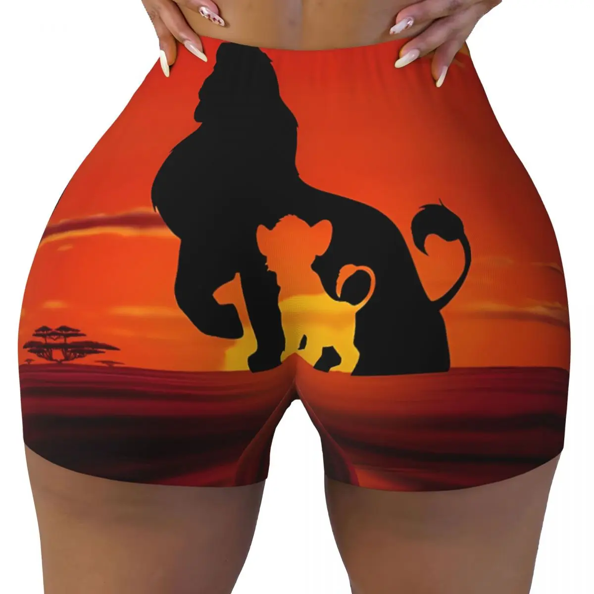 

The Lion King High Waist Yoga Shorts for Women Cartoon Animal Running Biker Fitness Workout Gym Pants