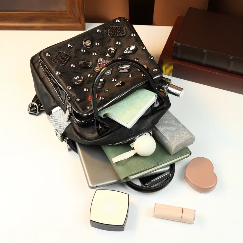 2026 New Arrival Retro, Trendy, and Unique Design Shoulder Bag with Diamond Accents and Rivets for Women