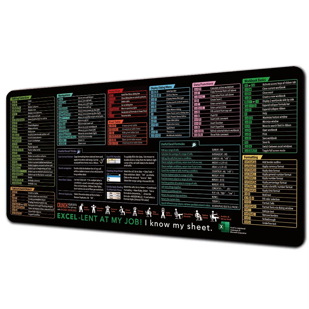 سطح المكتب كبير مكتب Excel ماوس الوسادة المطاطية المضادة للانزلاق حصيرة مكتبية مكتب الملحقات لوحة المفاتيح توسيع لوحة الماوس قابلة للغسل في الماء #3