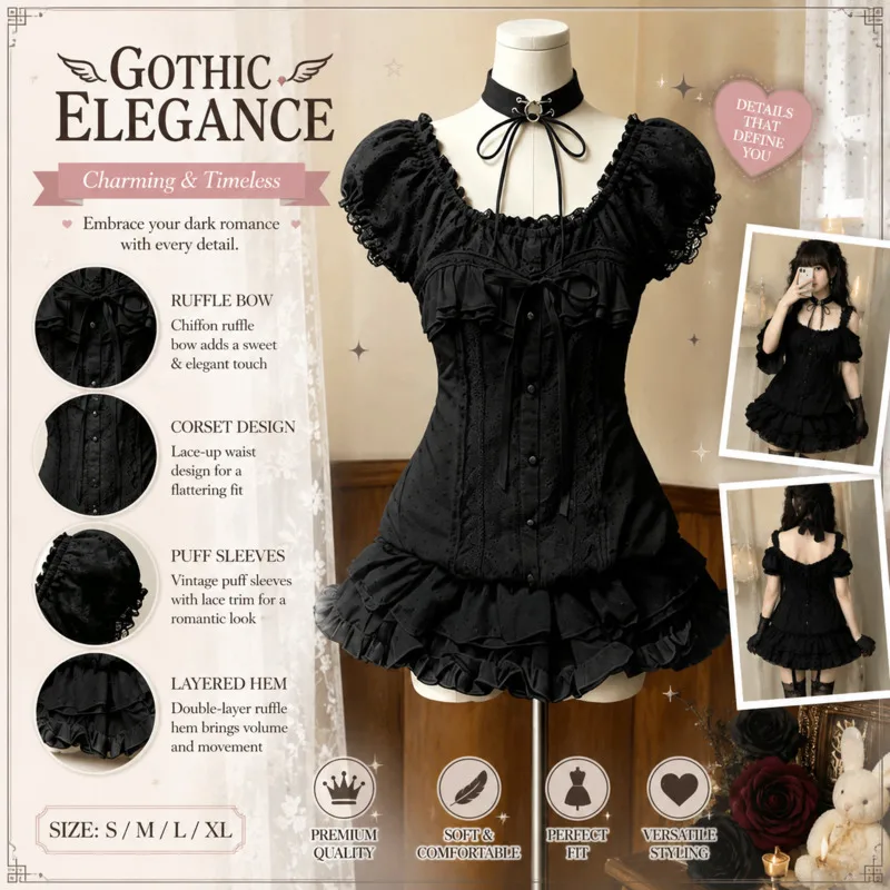 

Punk Y2K Dark Angel Japanese Style Crop Top Mini Skirt Two Piece Set Sweet Girl Summer Tee A-line Dresses Outfit Girl Gift New