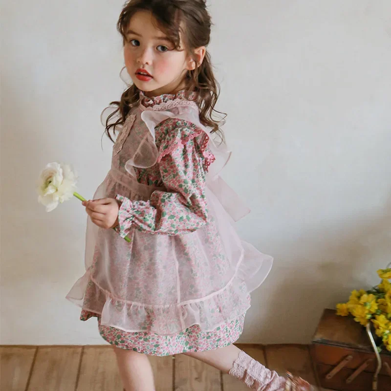 Children Clothing Girls Overall 2023 Spring Autumn New Fashionable Korean Style Girls Sweet Style Organza Casual Overall Vest