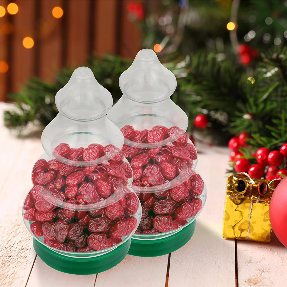 6 Pcs Biscuit Candy Bottle Vintage Christmas Decor Santa Cookie Jar Pet Plastic Apothecary Jars Festival Container