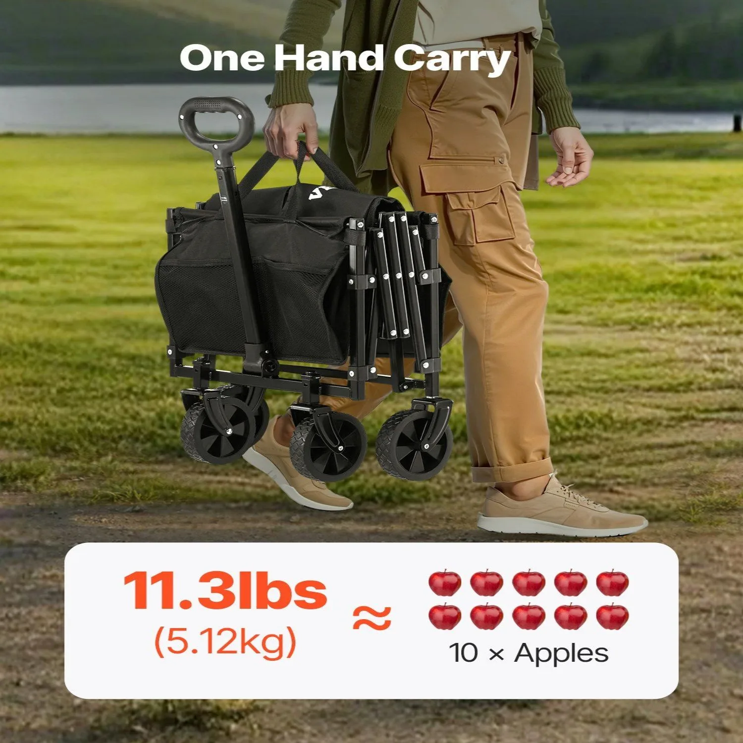 VEVOR Zusammenklappbarer Klappwagen mit Rädern, zusammenklappbarer Wagenwagen mit 225 Pfund Kapazität, leichter tragbarer Mehrzweckwagen