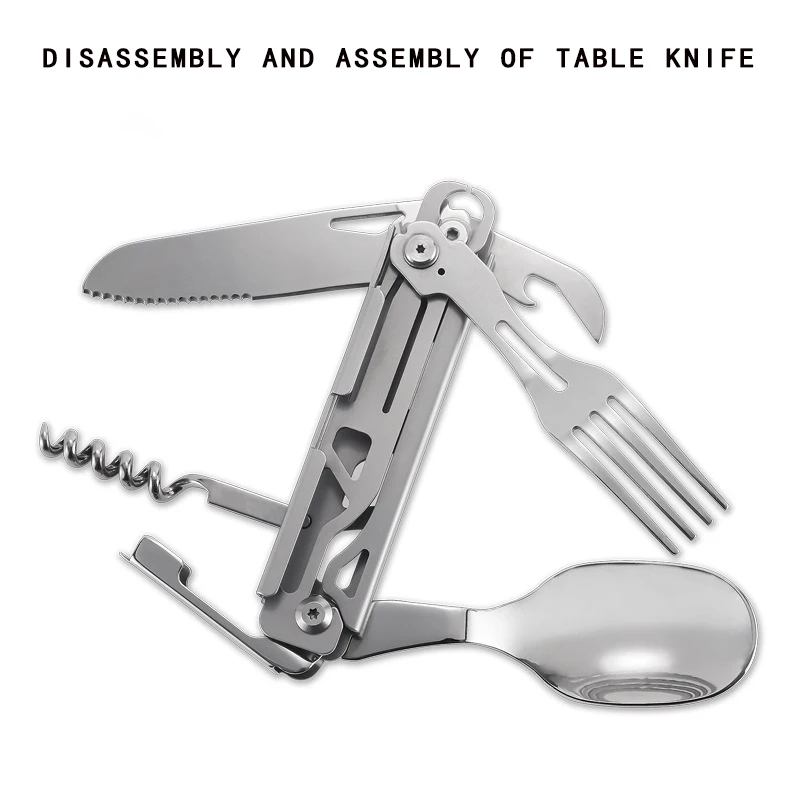 Classic disassembling combination dining knife New stainless steel multi-function portable knife, fork, spoon gift knife