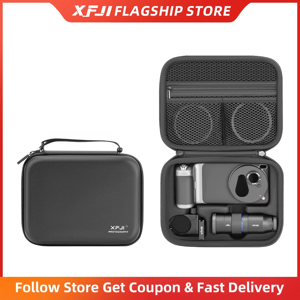 XFJI Storage Bag Case PU Leather Drop-resistant Hard Shell Handbag for VIVO X200 Ultra Photographer's Kit Protective Accessories