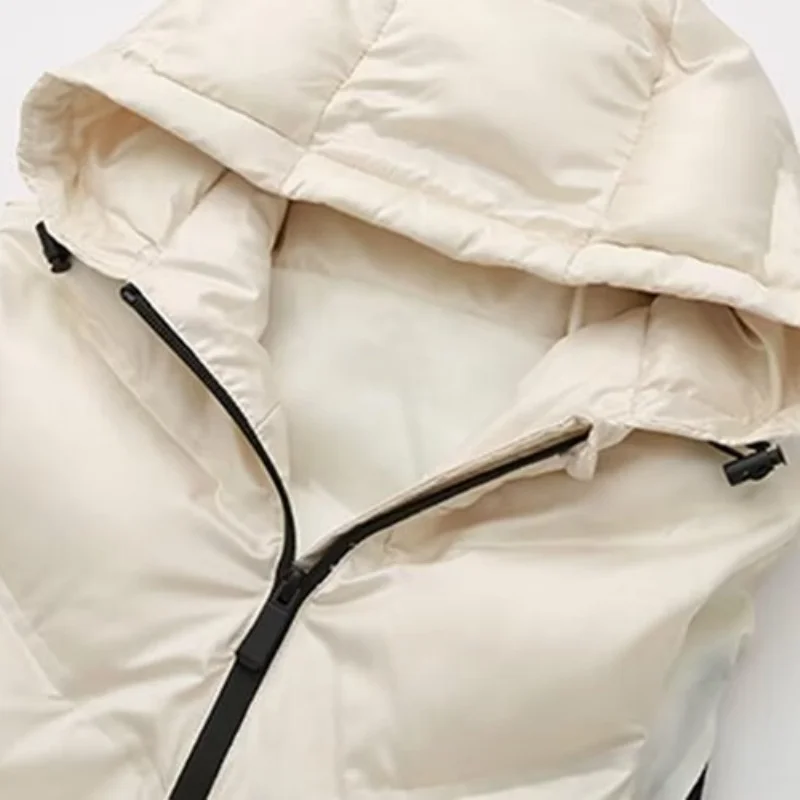 Gilet imbottito in cotone caldo da donna Cappotto autunno inverno Gilet senza maniche Casual Spessore caldo allentato Moda con cappuccio Canotta streetwear