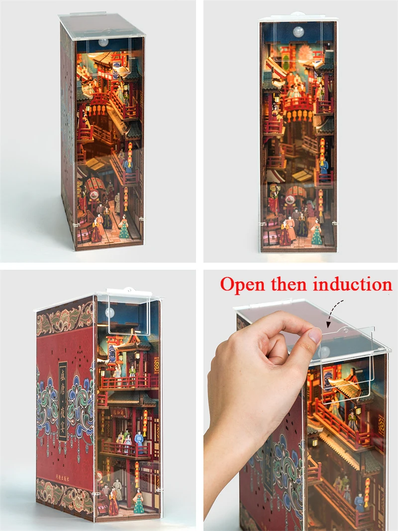 DIY Book Nook Dust Cover Transparent Cover For Miniatures Suitable for The World of Van Gogh Island of Love Bookstore Decoration