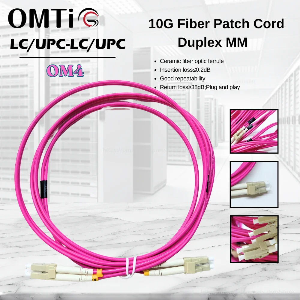 

OMTiG 20pcs/lot LC-LC Multi-Mode OM4 1M/2M/3M/5M Fiber Cable 2.0/3.0mm Multimode Duplex LC-UPC Fiber Optical Jumper Patch Cord