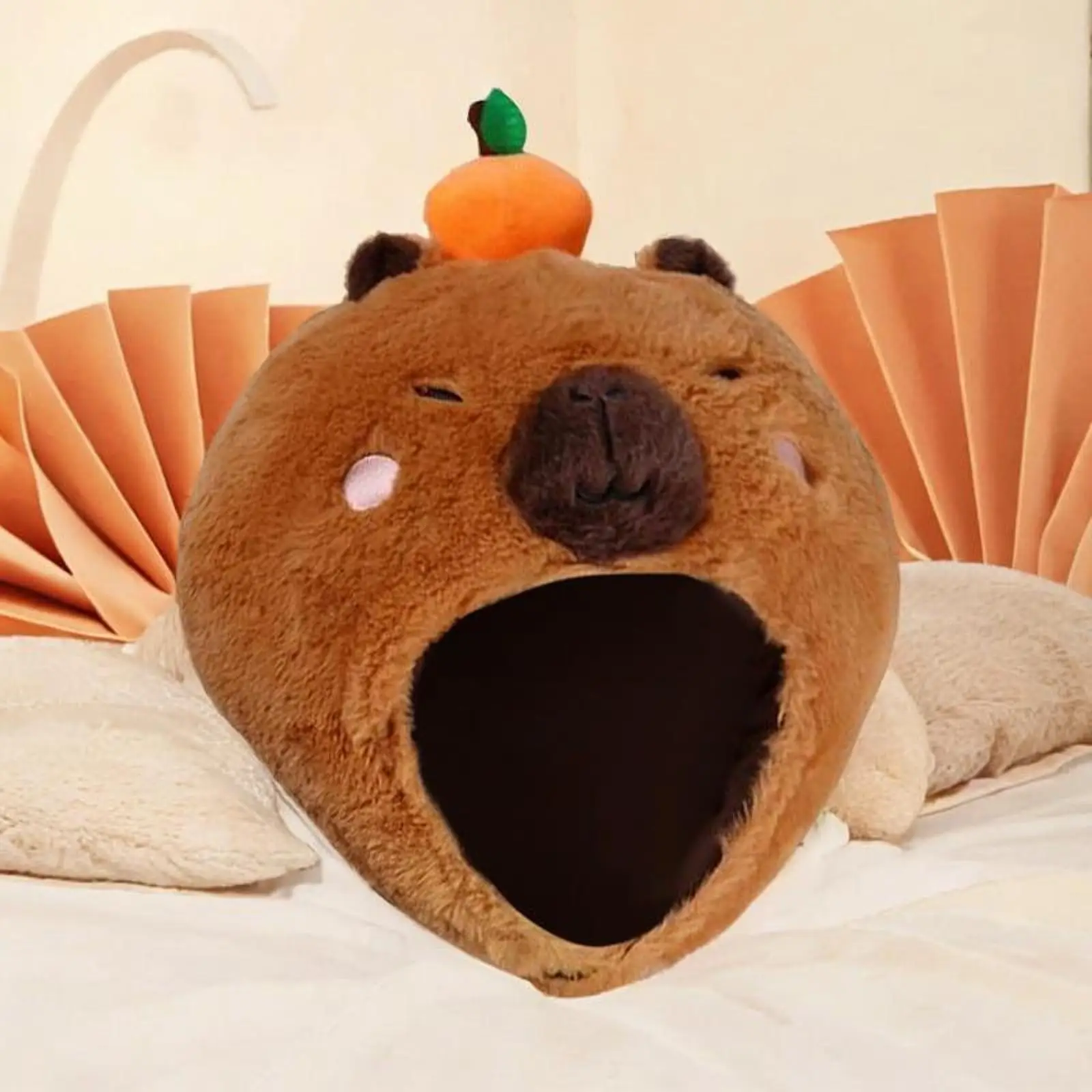 Capybara Copricapo Cappello Cartone animato Divertente Copricapo unico Cappello giocattolo Cappello di peluche per spettacoli teatrali Vacanze di compleanno Carnevale di Halloween