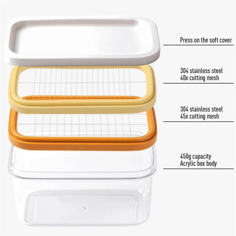 

EMECE-Butter Cheese Cutting Fresh-Keeping Box Rectangular Butter Dish With Cutter Butter Keeper For Easy Cutting