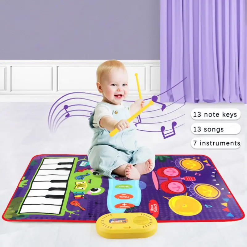 Kinderen Muzikale Piano Mat Baby Peuters Educatief Speelgoed Kinderen Vloer Toetsenbord Drum Mat Met Instrumenten Klinkt Speelgoed 80X50Cm