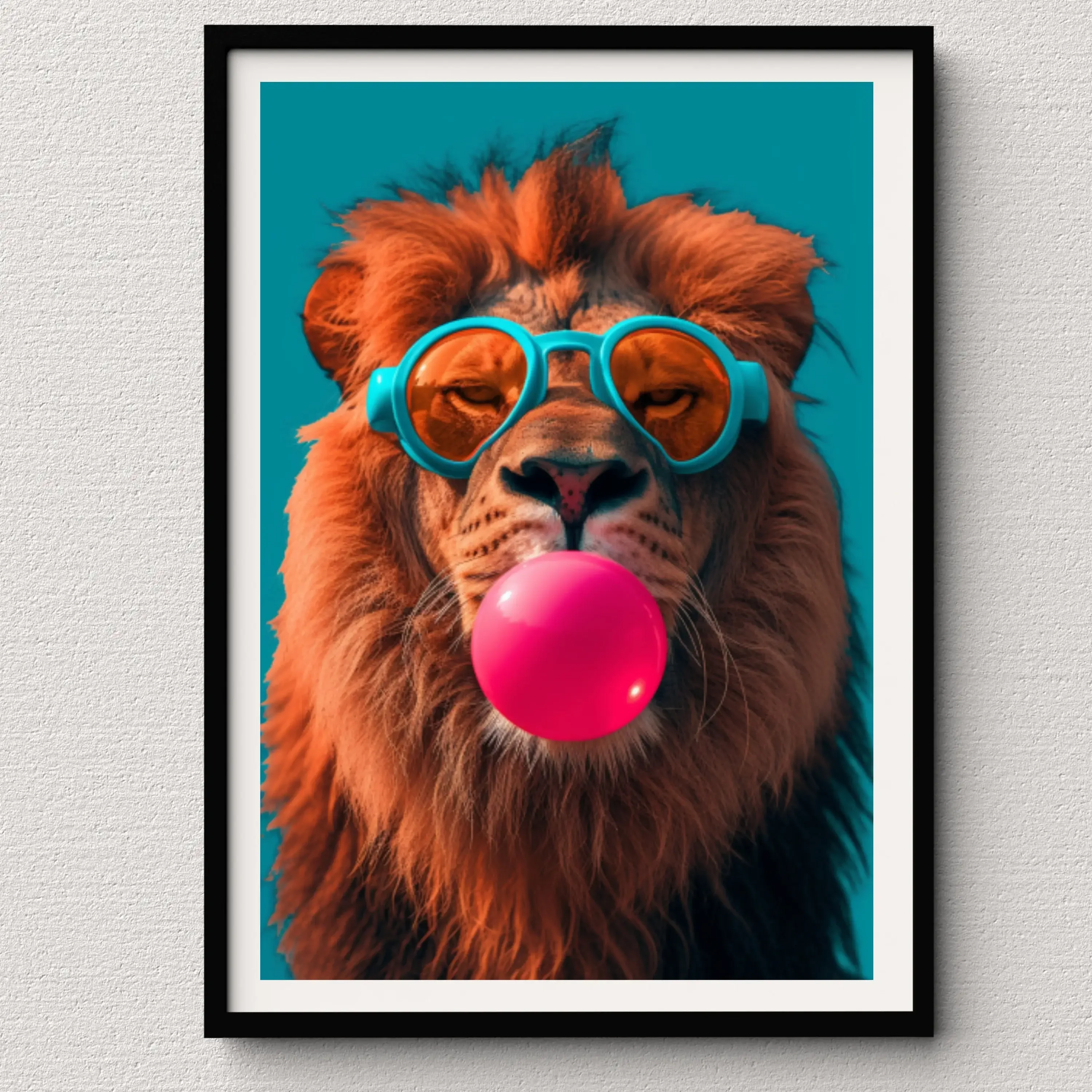 Animal Bengal Cat Drinking Coffee Jaguar Blow Bubbles Poster Print Wall Art Pictures Canvas Painting Living Room Home Decor Gift