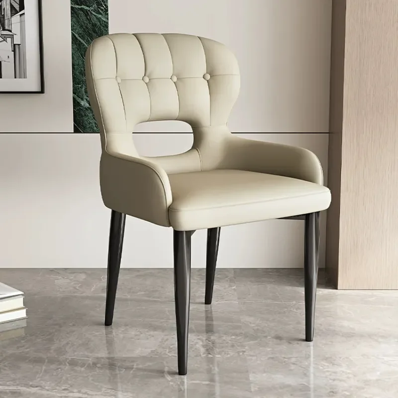 for Italian Minimalist Hollow Thickened Soft Bag Dining Chair Home Study Cafe Island Platform Leisure Back Chair Dining Table