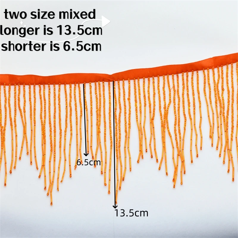 5.5 yards Wave drop Handmde Spacer Tube Beaded 2 size mixed Bulk wholesale glass fringe tassels sewing articles for sewing