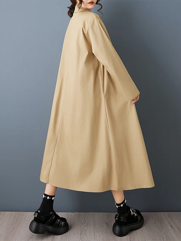 Retro floral renda irt dr feminino comprimento midi longo sve casual primavera outono solto ajuste colar único botão fechamento