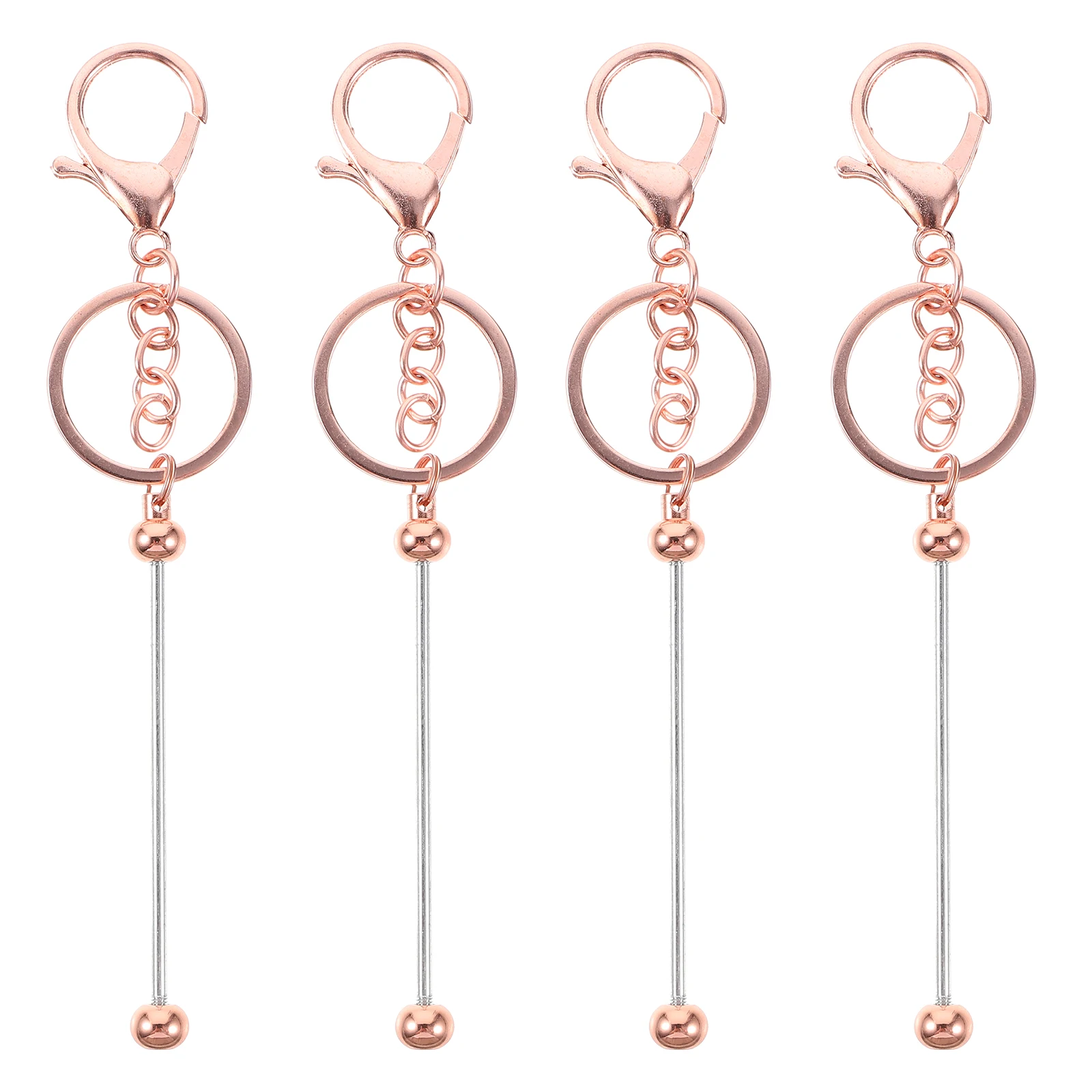 

4 Pcs Bracelet Key Chain Beaded Keychain Women Stainless Steel Keychains Beadable