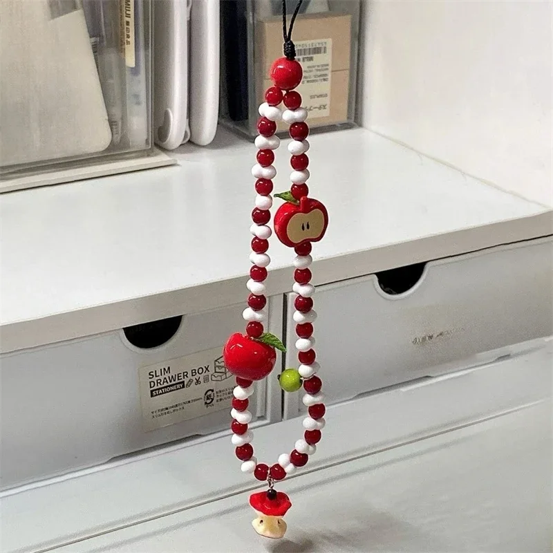 LLavero de cadena para teléfono con cuentas de perlas de Apple, pulsera coreana para chica dulce, cordón antipérdida para cámara iPhone Samsung