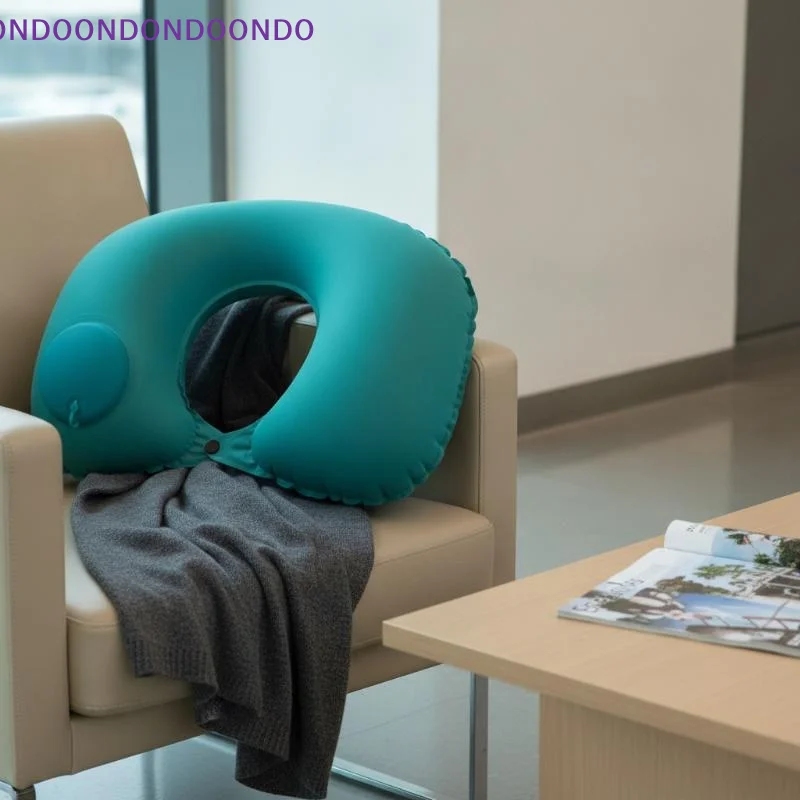 Inflatable U Shaped Travel Pillow for Adults Press Inflation No Blowing Needed for Airplane Car Rides Office Naps