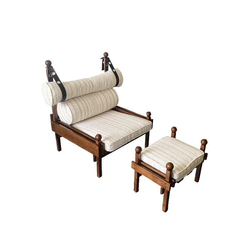 

Retro medieval solid wood leisure chair, single sofa chair