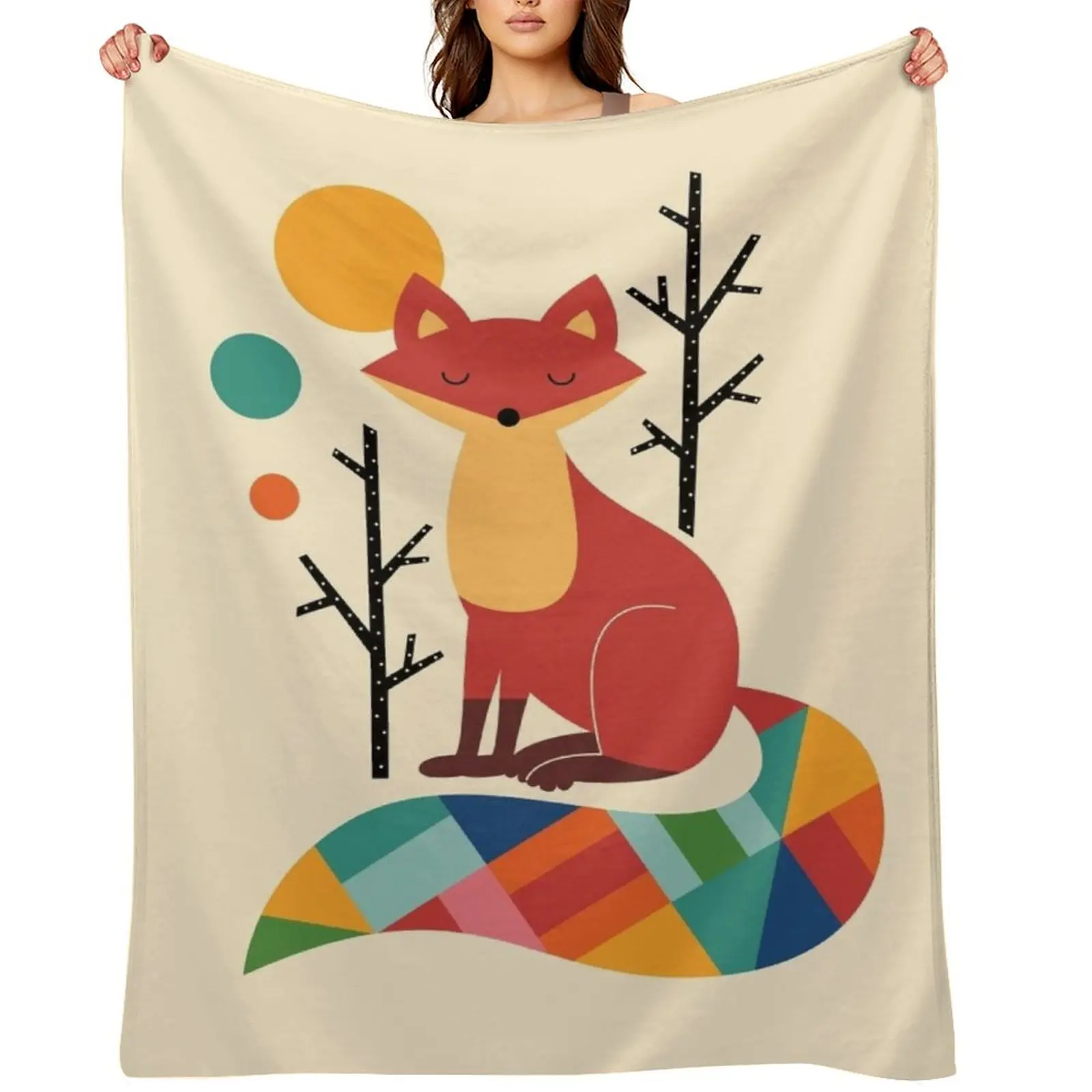 Rainbow Fox Throw Blanket Thins Blankets For Baby Comforter Decoratives Blankets