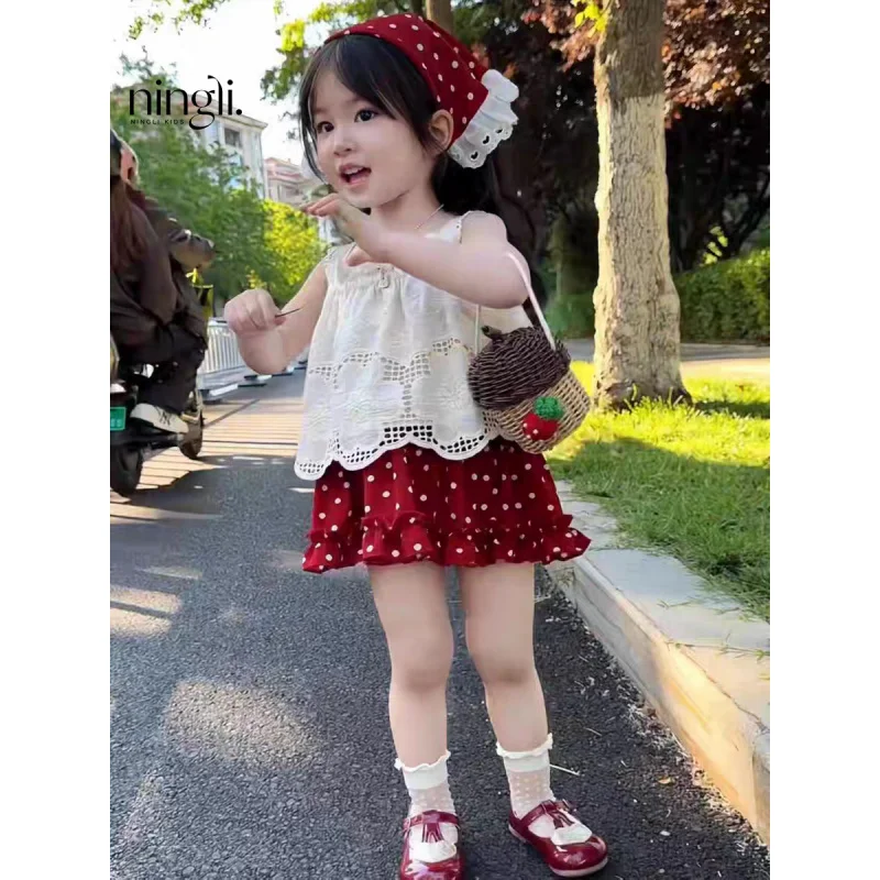 【Free Headscarf】Little Red Riding Hood Mori Style Princess Style Super Fairy Popular Kindergarten Red Polka-Dotted Western Style