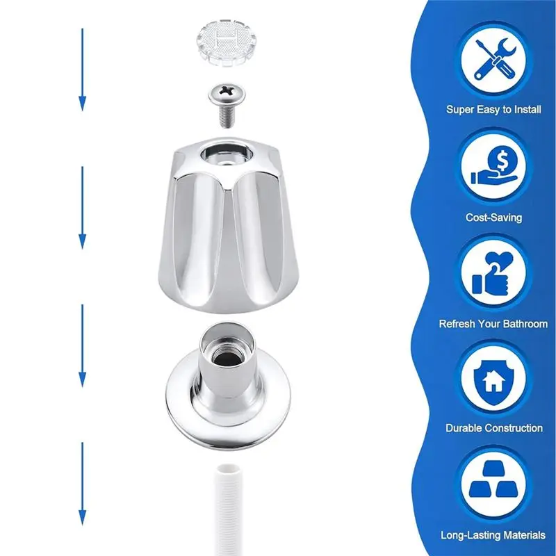 LICE-Shower Knobs 3 Piece Replacement For Price Pfister Tub Shower Faucet Handle Remodel Trim Kit Include Hot Cold Diverter