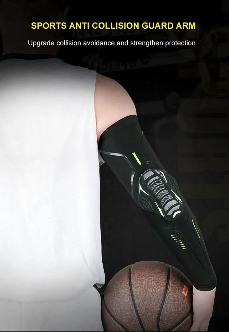 GTUBIKE 1 Stück elastische Basketball-Ellbogen- und Armprotektoren, stoßdämpfende Waben-Ellbogenschützer für Lauf- und Radsport – Detail 1